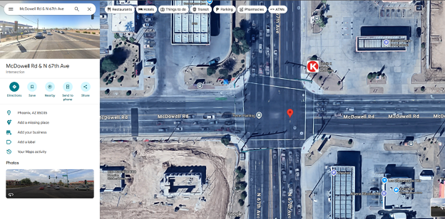 67th Avenue and McDowell Road intersection street view